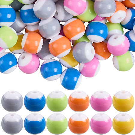 80Pcs Opaque Acrylic Beads OACR-SP0001-43-1