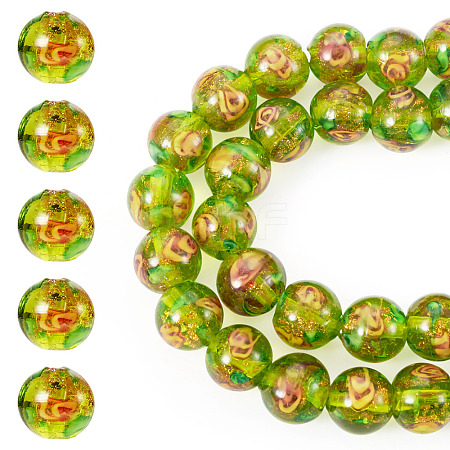 1 Strand Handmade Glod Sand Lampwork Beads Strands LAMP-TA0002-09E-1