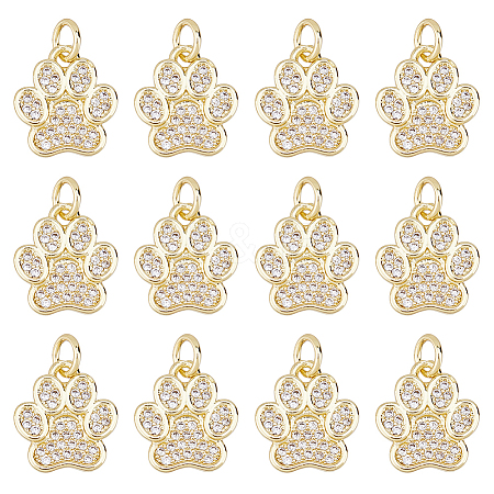 12Pcs Rack Plating Brass Micro Pave Cubic Zirconia Charms ZIRC-HS0001-14-1