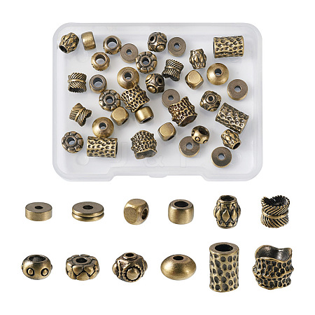 Kissitty 48Pcs 12 Style Tibetan Style Brass Beads KK-KS0001-23-1