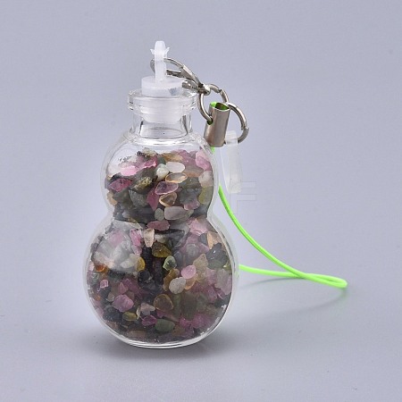 Transparent Glass Wishing Bottle Pendant Decoration HJEW-K033-B01-1