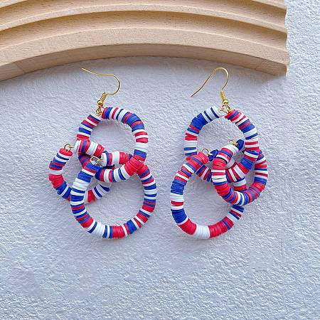 American Independence Day Handmade Polymer Clay Dangle Earrings PW-WG2171D-02-1