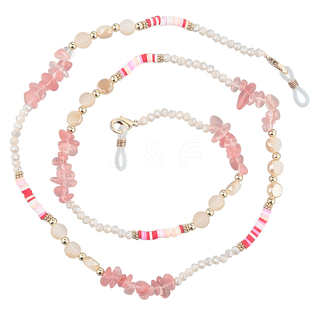1Pc Polymer Clay with Alloy and Crystal Neck Strap for Eyeglasses AJEW-CN0005-04B-1