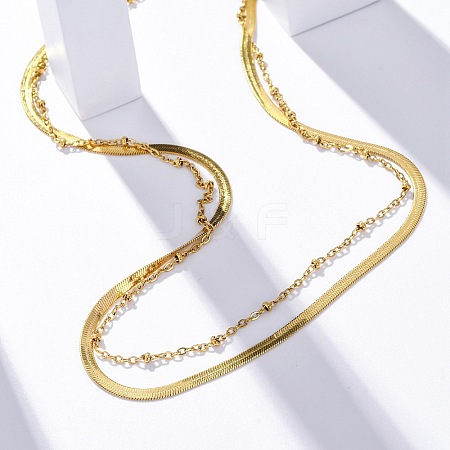 304 Stainless Steel Double Layered Necklaces NJEW-U028-01G-1