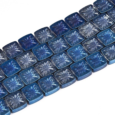 Electroplate Transparent Glass Beads Strands EGLA-N017-03E-1