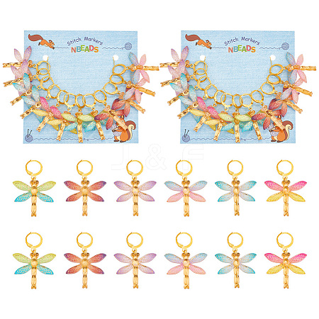 12Pcs 6 Colors Transparent Resin Pendant Stitch Markers HJEW-AB00216-1