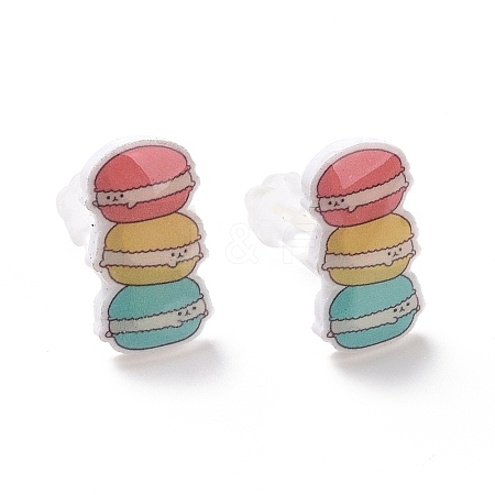 Colorful Acrylic Imitation Food Stud Earrings with Platic Pins for Women EJEW-F293-02A-1