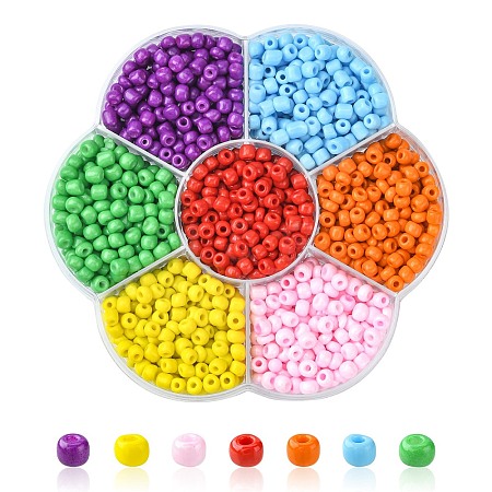 1050Pcs 7 Color 6/0 Opaque Colours Glass Seed Beads SEED-CJ0001-19-1