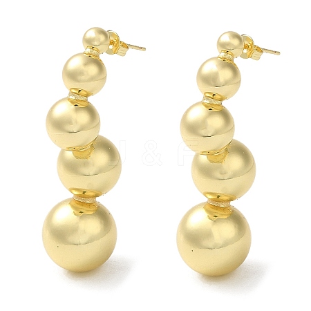 Rack Plating Brass Round Ball Dangle Stud Earrings EJEW-Q786-04G-1