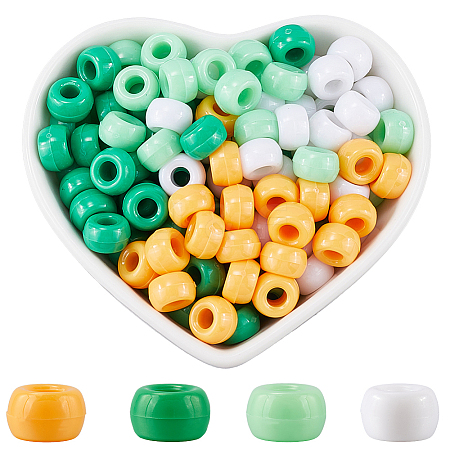 800Pcs 4 Colors Saint Patrick's Day Opaque Plastic Beads KY-SP0001-06-1
