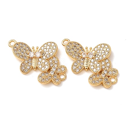 Brass Micro Pave Clear Cubic Zirconia Connector Charms CU-CBA4579-01G-C-1