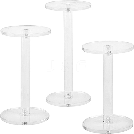 3Pcs 3 Sizes Detachable Round Acrylic Jewelry Display Riser Rack Sets ODIS-WH0099-09-1