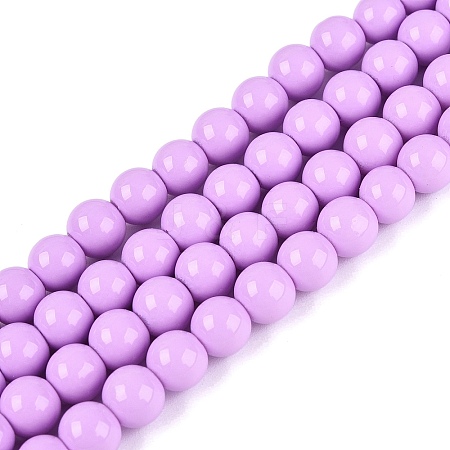 Painted Glass Bead Strands X-DGLA-S071-6mm-B38-1