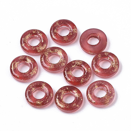 Transparent Spray Painted Glass European Beads X-GLAA-N035-04B-1