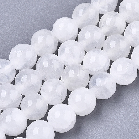 Natural Selenite Beads Strands G-N328-025B-01-1