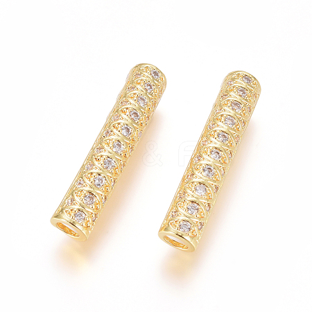 Brass Micro Pave Clear Cubic Zirconia Beads ZIRC-L088-17B-G-1