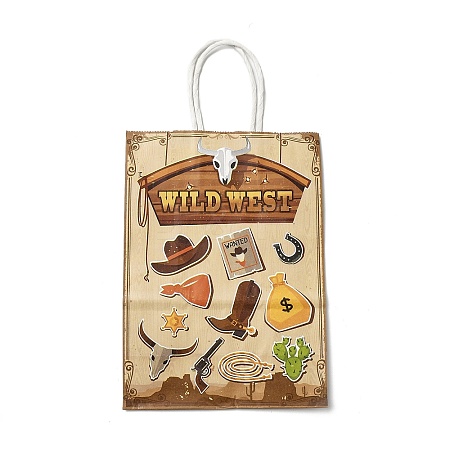 Cowboy Series Printed Kraft Paper Tote Bags ABAG-B006-02E-1