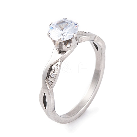 304 Stainless Steel Diamond Finger Ring for Women RJEW-C086-22-P-1