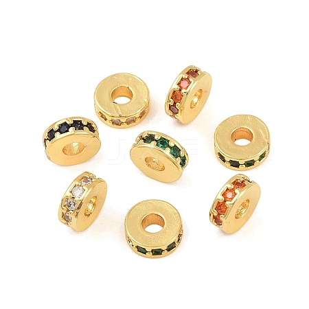 Brass Micro Pave Cubic Zirconia Beads KK-H533-01G-03-1