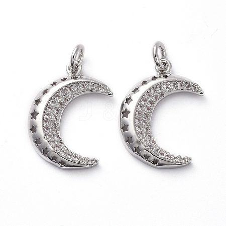 Brass Micro Pave Clear Cubic Zirconia Pendants KK-I658-32A-P-1