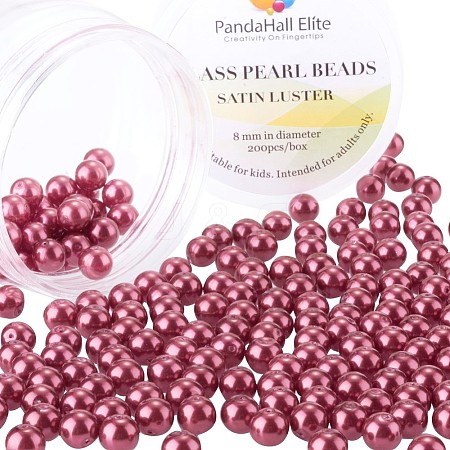 Pearlized Glass Pearl Round Beads HY-PH0001-8mm-038-1