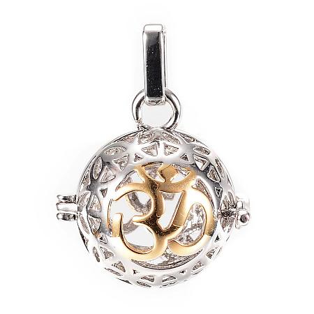 Rack Plating Brass Cage Pendants KK-R036-11-1