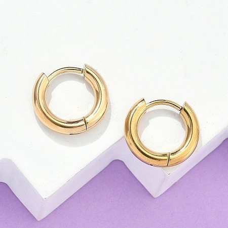 Ion Plating(IP) 304 Stainless Steel Huggie Hoop Earrings EJEW-F111B-13mm-G-1