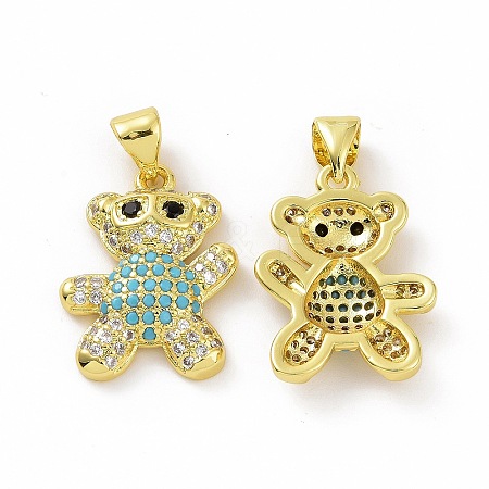 Brass Micro Pave Clear Cubic Zirconia Pendants ZIRC-F135-28G-02-1