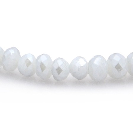 Pearl Luster Plated Faceted Rondelle Imitation Jade Glass Beads Strands GLAA-A024B-PL02-1
