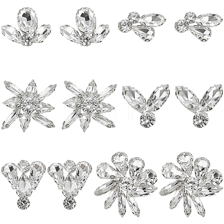 12Pcs 6 Styles Alloy Glass Cabochons DIY-GF0013-78-1