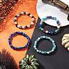 4Pcs 4 Colors Halloween Dyed Synthetic Turquoise Skull & Lampwork Evil Eye Round Beaded Stretch Bracelet Sets for Women Men BJEW-JB12268-1