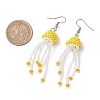 304 Stainless Steel Glass Seed Beaded Jellyfish Dangle Earrings EJEW-MZ00435-5