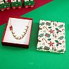 Alloy Colorful Rhinestone Deer Sleigh Link Chain Necklaces with Red Enamel FS-WGDB6E9-01-4