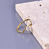 Teardrop 304 Stainless Steel with Clear Cubic Zirconia Finger Rings for Women FS-WG6614B-02-3
