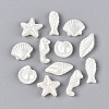 Ocean Theme ABS Plastic Imitation  Pearl Beads OACR-T028-85-2