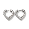 Brass Pave Clear Cubic Zirconia Hoop Earrings EJEW-M258-04P-1