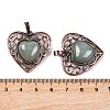 Natural Green Aventurine Peach Love Heart Pendants G-G158-01-15-3