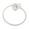 Rack Plating Brass Pave Clear Cubic Zirconia Round Ball Open Cuff Rings for Women BJEW-B110-04B-P-3