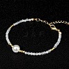 Handmade White Round Shell Pearl and Faceted Round Glass Beaded Bracelets for Women YN0122-3-1