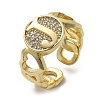 Brass Micro Pave Clear Cubic Zirconia Open Cuff Rings for Women RJEW-K289-02G-J-4