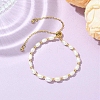 Adjustable Natural Cultured Freshwater Pearl & Brass Beads Slider Bracelets  for Women BJEW-JB13607-1