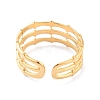 Ion Plating(IP) 304 Stainless Steel Bamboo Shape Open Cuff Ring for Women RJEW-L103-26G-3