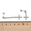 Christian Upside Down Cross 201 Stainless Steel Dangle Stud Earrings EJEW-P314-01C-P-5
