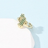 Adjustable Brass Micro Pave Cubic Zirconia Cuff Rings for Women LS-RJEW-B138-02G-3