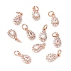 Brass Micro Pave Cubic Zirconia Charms LS-RB-I077-15RG-RS-1-1