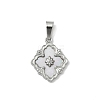 304 Stainless Steel Pave Natural Shell Flower Pendants X-STAS-C103-12P-1