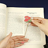2Pcs 2 Styles Brass & Iron Enamel Flower Bookmarks with Chain AJEW-LP0005-86B-3