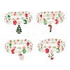 2Pcs 2 Style Glass Pearl & Lampwork Mushroom Beaded Stretch Bracelets Set with Alloy Enamel Christmas Charm for Women BJEW-JB08395-1