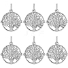 10Pcs Filigree Flat Round Brass Cage Pendants KK-SC0005-91-1