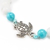 Natural Malaysia Jade & Howlite Braided Bead Bracelets Set with Alloy Tortoise BJEW-JB08065-01-4